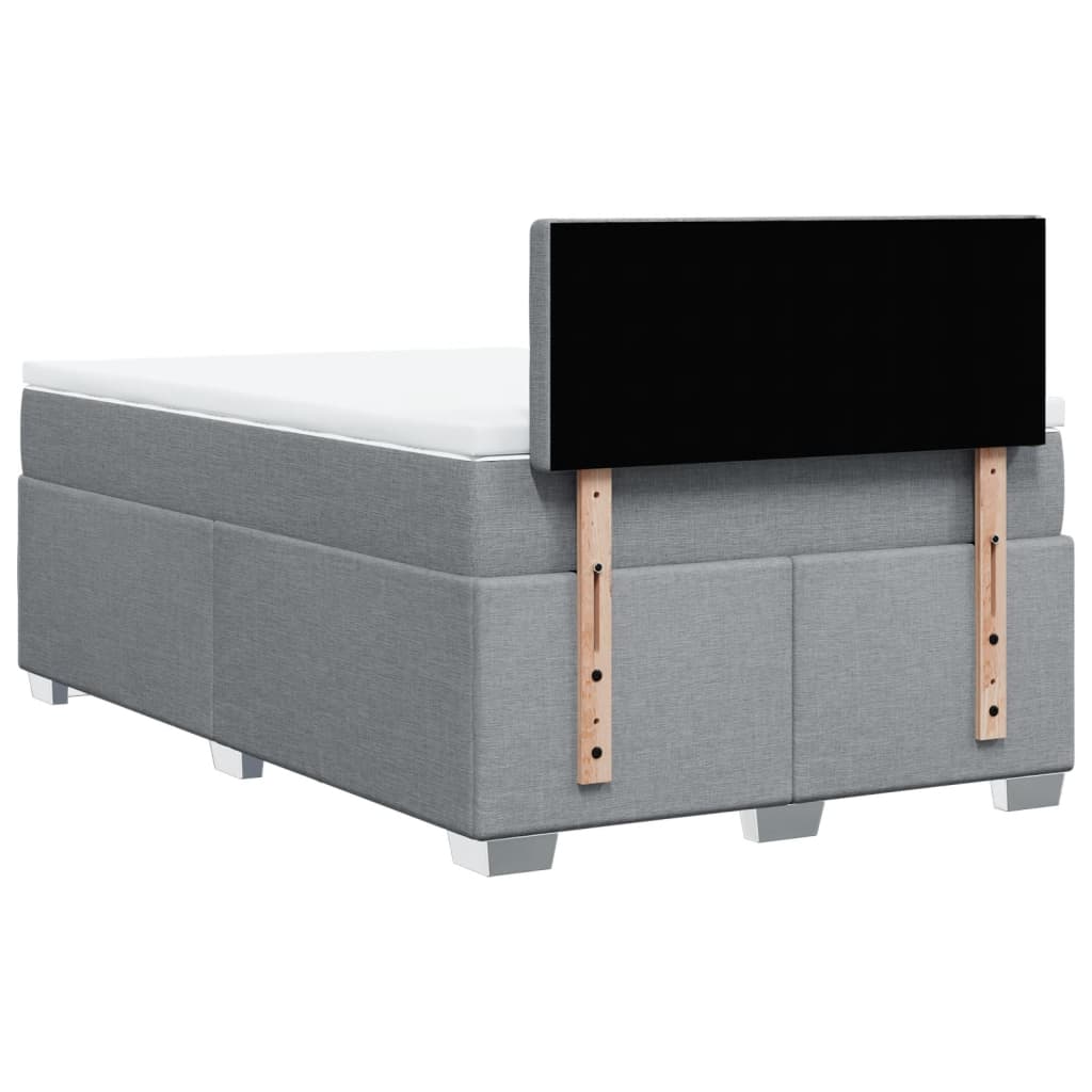 Κρεβάτι Boxspring με Στρώμα Ανοιχτό Γκρι 120x190 εκ. Υφασμάτινο