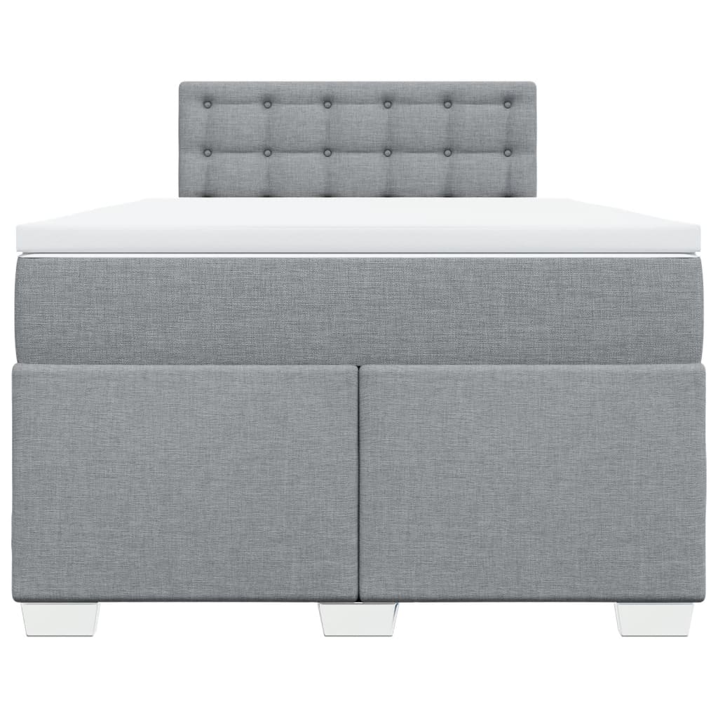 Κρεβάτι Boxspring με Στρώμα Ανοιχτό Γκρι 120x190 εκ. Υφασμάτινο