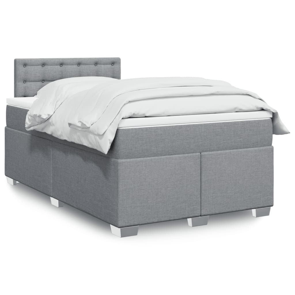 Κρεβάτι Boxspring με Στρώμα Ανοιχτό Γκρι 120x190 εκ. Υφασμάτινο