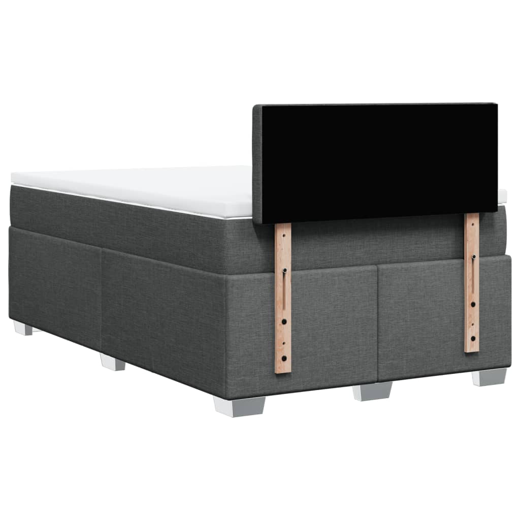 Κρεβάτι Boxspring με Στρώμα Σκούρο Γκρι 120x190 εκ Υφασμάτινο - Pakobazaar