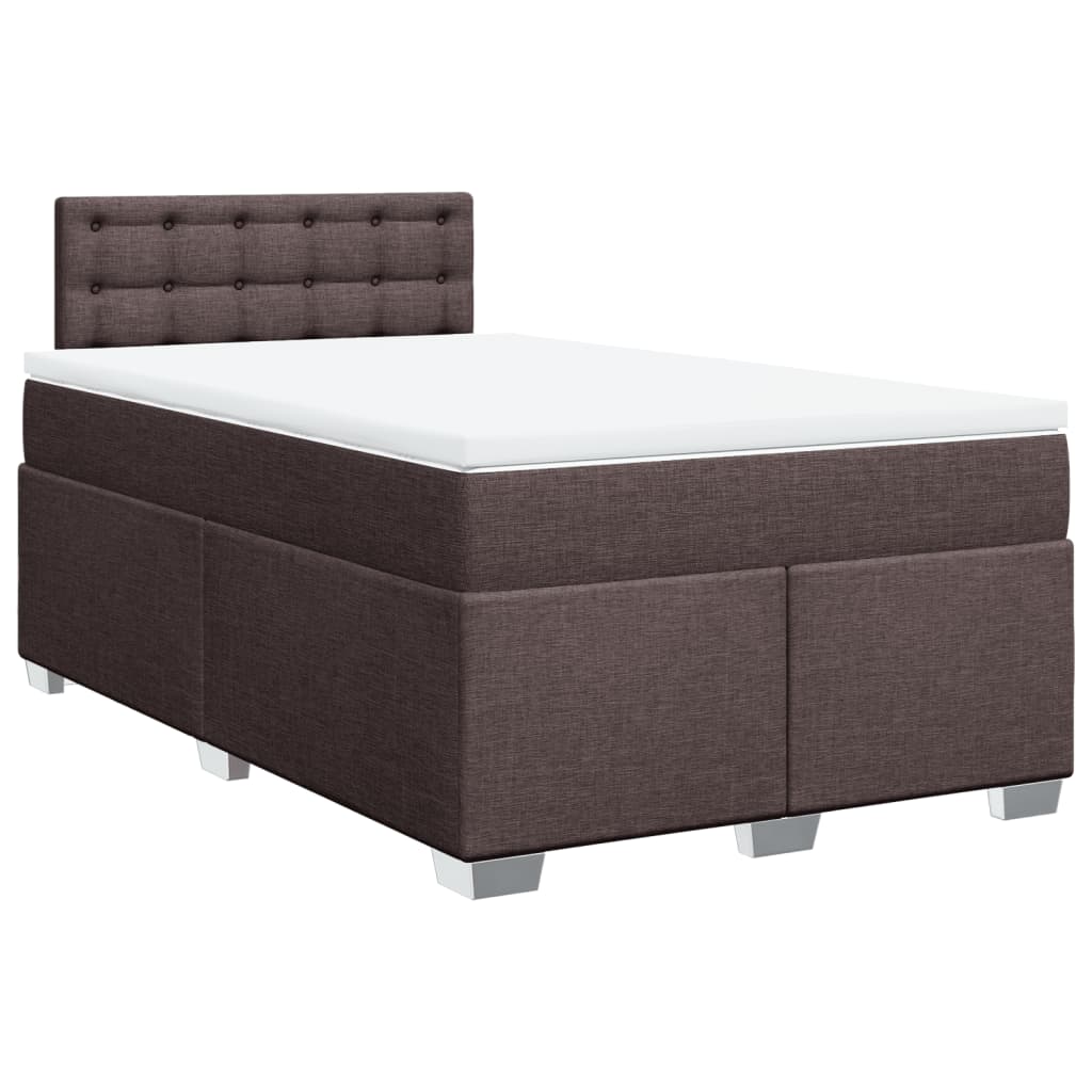 Κρεβάτι Boxspring με Στρώμα Σκούρο Καφέ 120x190 εκ Υφασμάτινο