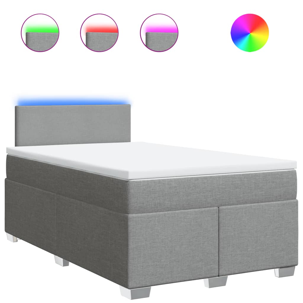 Κρεβάτι Boxspring με Στρώμα Ανοιχτό Γκρι 120x200 εκ. Υφασμάτινο - Pakobazaar