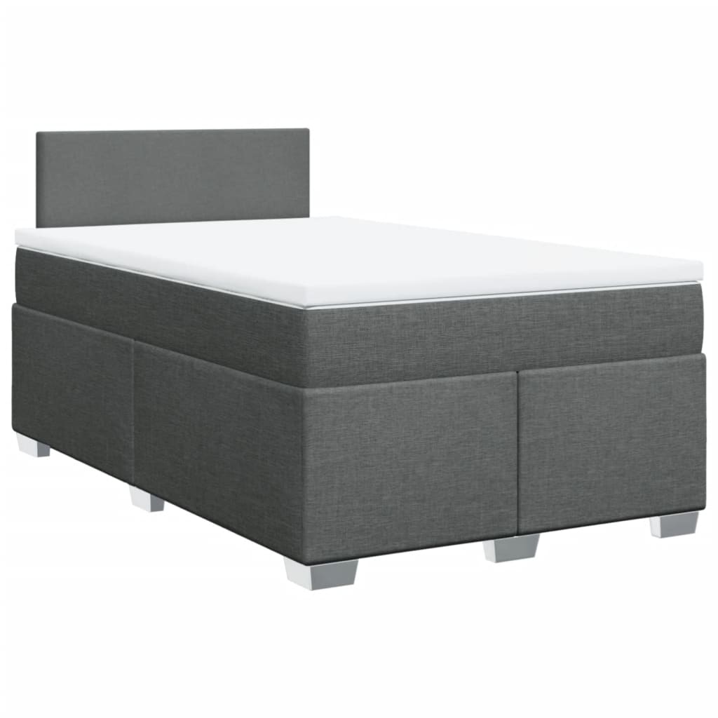 Κρεβάτι Boxspring με Στρώμα Σκούρο Γκρι 120x200 εκ. Υφασμάτινο - Pakobazaar