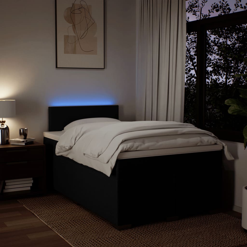 Κρεβάτι Boxspring με Στρώμα Μαύρο 120x200 εκ. Υφασμάτινο - Pakobazaar