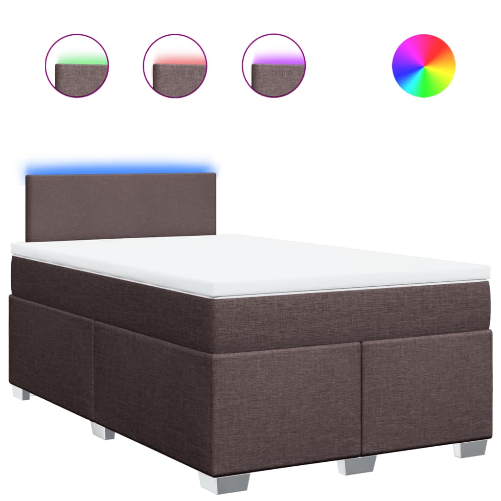 Κρεβάτι Boxspring με Στρώμα Σκούρο Καφέ 120x200 εκ. Υφασμάτινο - Pakobazaar