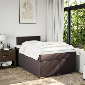 Κρεβάτι Boxspring με Στρώμα Σκούρο Καφέ 120x200 εκ. Υφασμάτινο - Pakobazaar