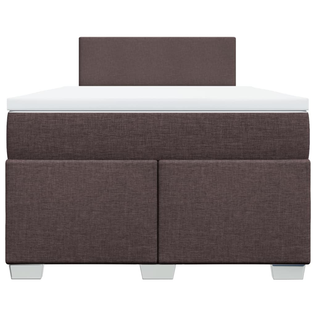 Κρεβάτι Boxspring με Στρώμα Σκούρο Καφέ 120x200 εκ. Υφασμάτινο - Pakobazaar