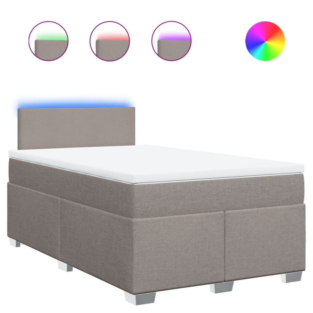 Κρεβάτι Boxspring με Στρώμα Taupe 120x200 εκ. Υφασμάτινο - Pakobazaar