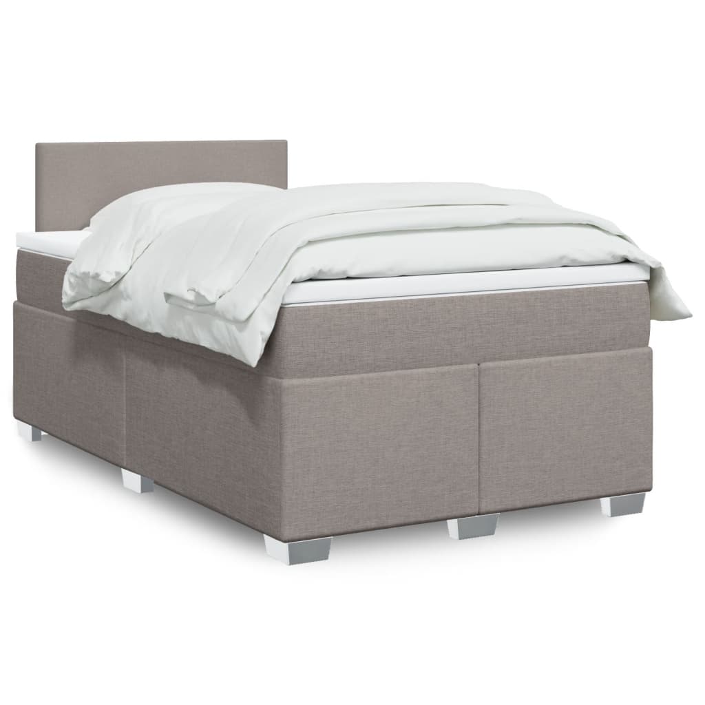 Κρεβάτι Boxspring με Στρώμα Taupe 120x200 εκ. Υφασμάτινο - Pakobazaar