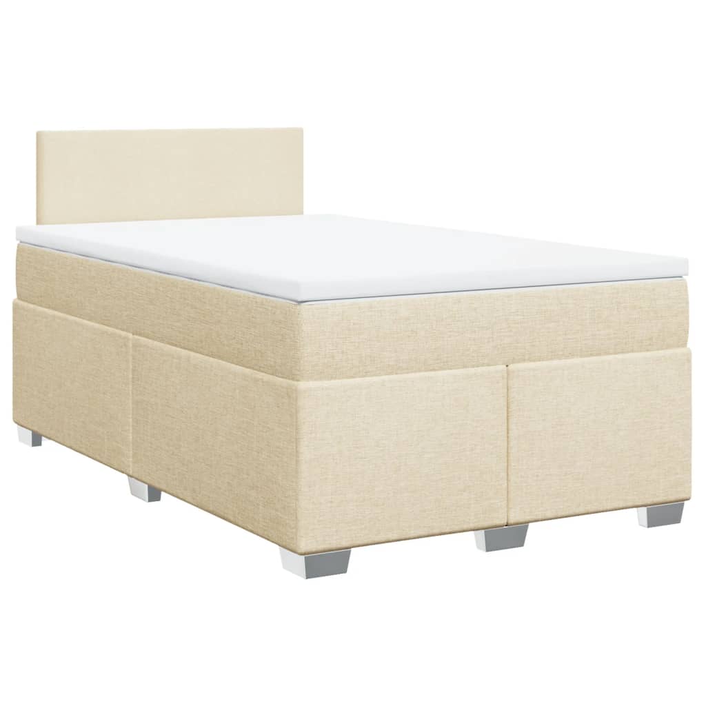 Κρεβάτι Boxspring με Στρώμα Κρεμ 120x200 εκ. Υφασμάτινο - Pakobazaar