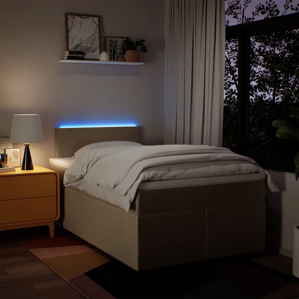 Κρεβάτι Boxspring με Στρώμα Κρεμ 120x200 εκ. Υφασμάτινο - Pakobazaar