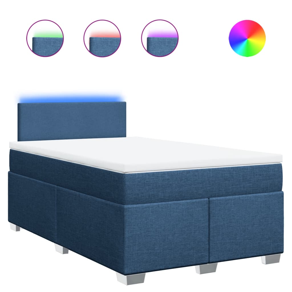 Κρεβάτι Boxspring με Στρώμα Μπλε 120x200 εκ. Υφασμάτινο - Pakobazaar