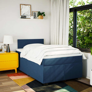 Κρεβάτι Boxspring με Στρώμα Μπλε 120x200 εκ. Υφασμάτινο - Pakobazaar