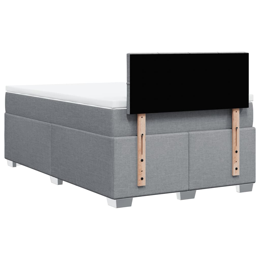 Κρεβάτι Boxspring με Στρώμα Ανοιχτό Γκρι 120x200 εκ. Υφασμάτινο - Pakobazaar