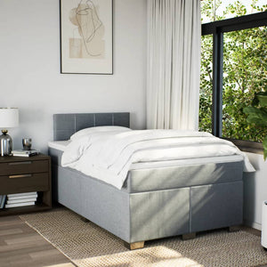 Κρεβάτι Boxspring με Στρώμα Ανοιχτό Γκρι 120x200 εκ. Υφασμάτινο - Pakobazaar