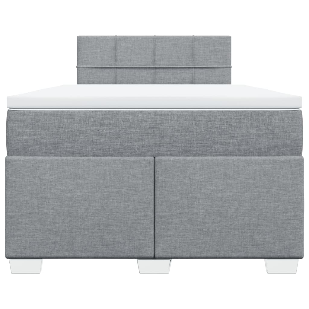 Κρεβάτι Boxspring με Στρώμα Ανοιχτό Γκρι 120x200 εκ. Υφασμάτινο - Pakobazaar