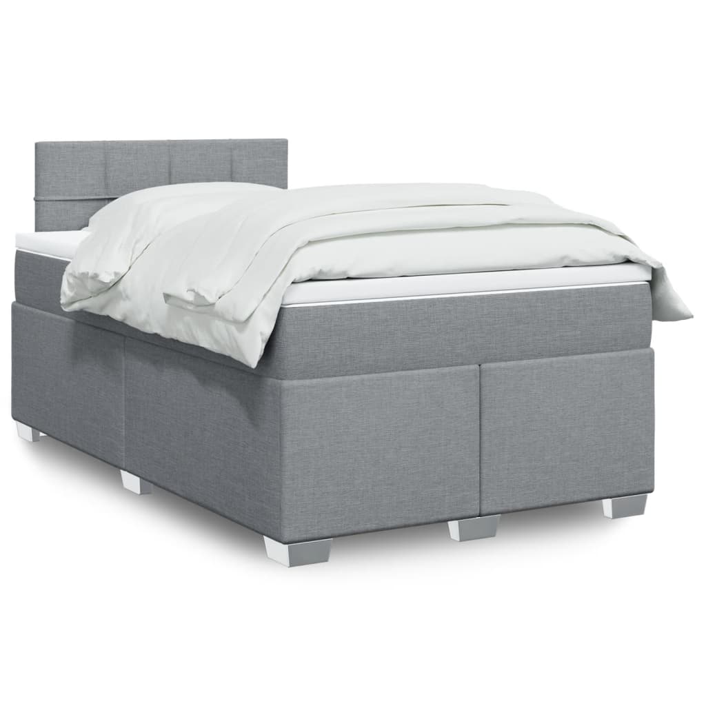 Κρεβάτι Boxspring με Στρώμα Ανοιχτό Γκρι 120x200 εκ. Υφασμάτινο - Pakobazaar