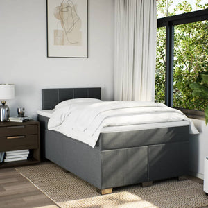 Κρεβάτι Boxspring με Στρώμα Σκούρο Γκρι 120x200 εκ. Υφασμάτινο - Pakobazaar