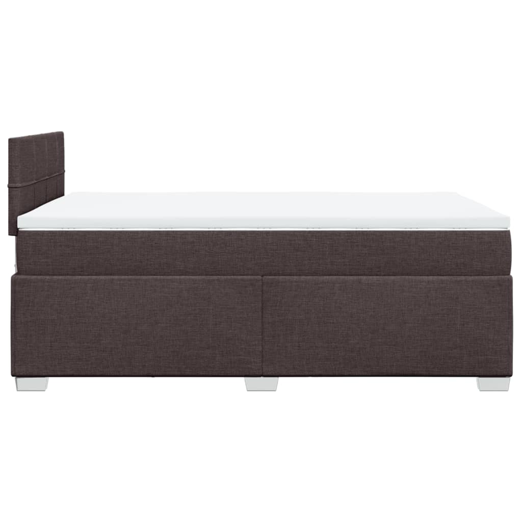Κρεβάτι Boxspring με Στρώμα Σκούρο Καφέ 120x200 εκ. Υφασμάτινο - Pakobazaar