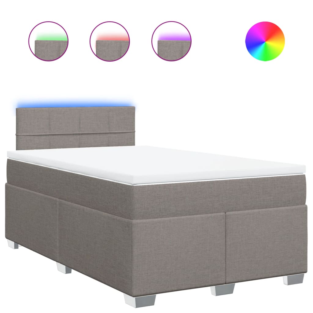 Κρεβάτι Boxspring με Στρώμα Taupe 120x200 εκ. Υφασμάτινο - Pakobazaar