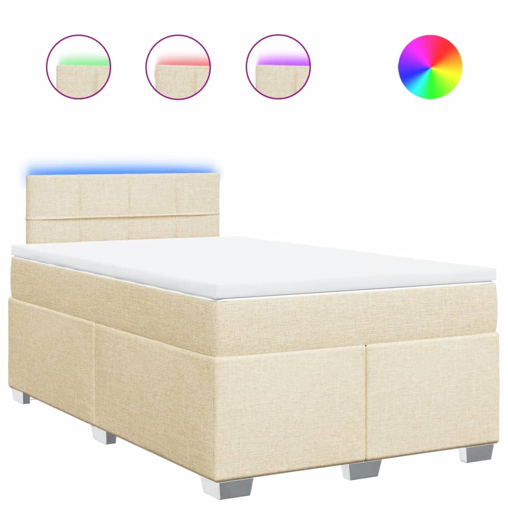 Κρεβάτι Boxspring με Στρώμα Κρεμ 120x200 εκ. Υφασμάτινο - Pakobazaar
