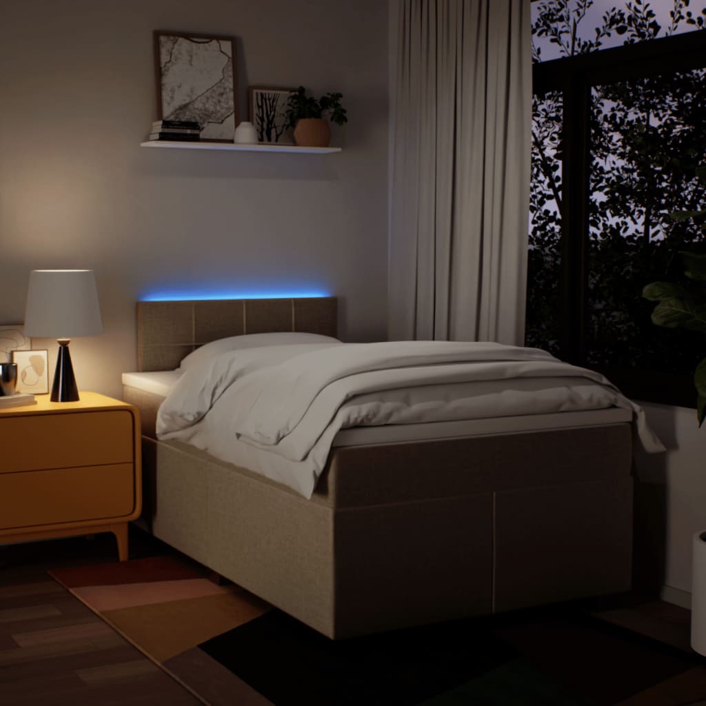 Κρεβάτι Boxspring με Στρώμα Κρεμ 120x200 εκ. Υφασμάτινο - Pakobazaar