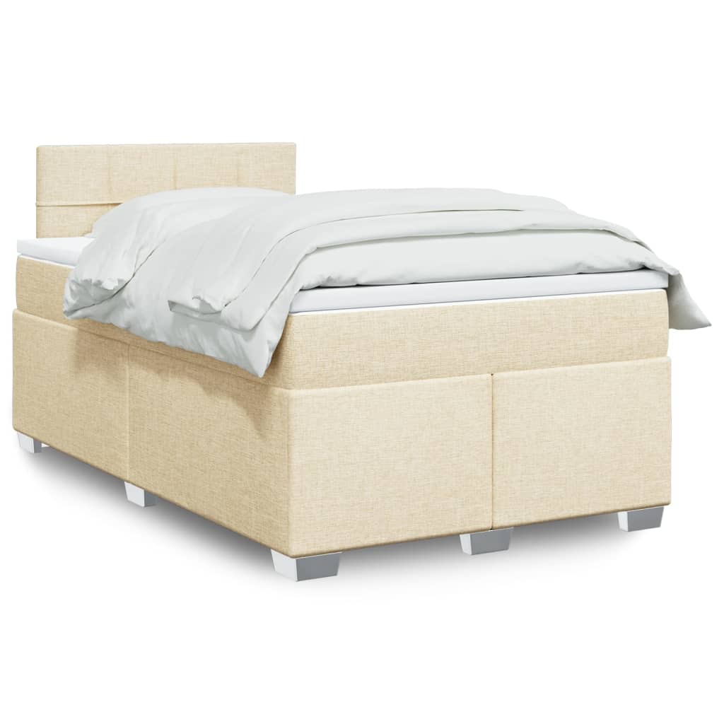 Κρεβάτι Boxspring με Στρώμα Κρεμ 120x200 εκ. Υφασμάτινο - Pakobazaar