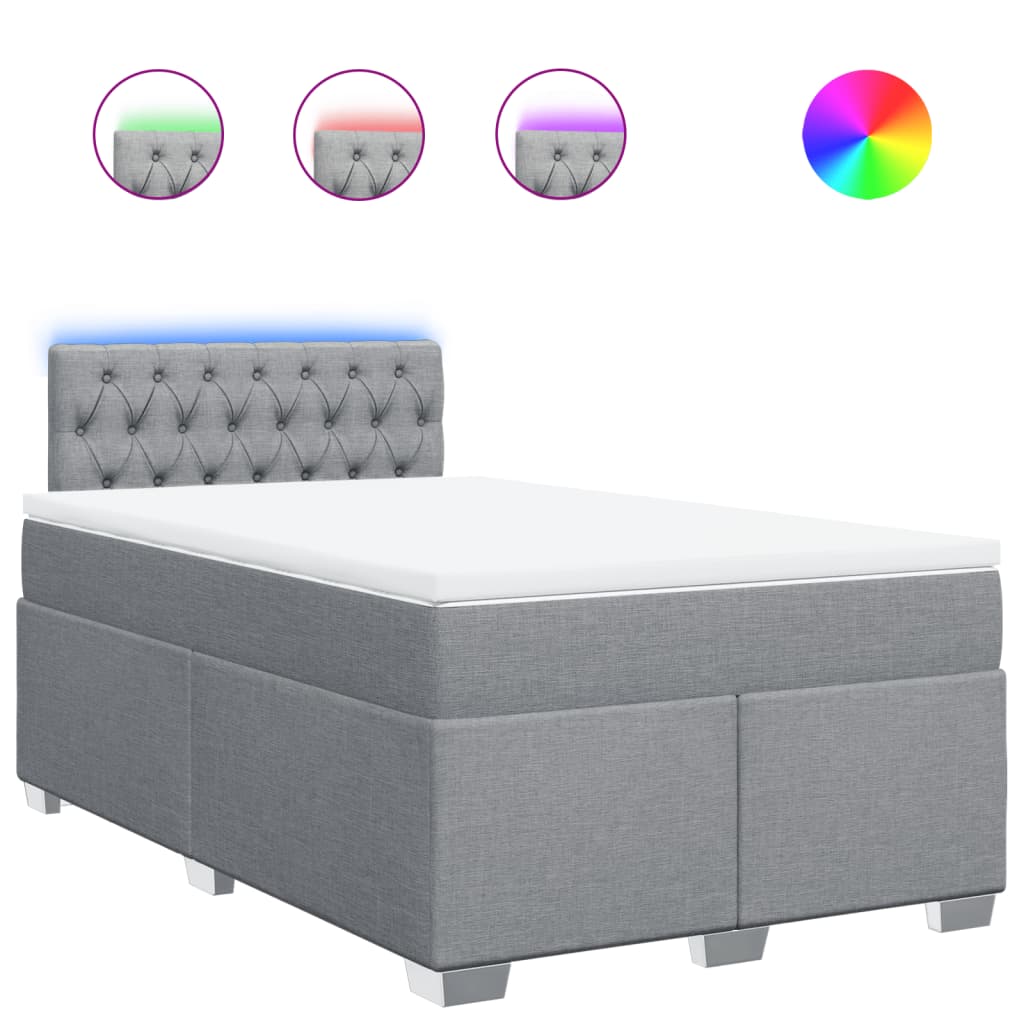 Κρεβάτι Boxspring με Στρώμα Ανοιχτό Γκρι 120x200 εκ. Υφασμάτινο - Pakobazaar