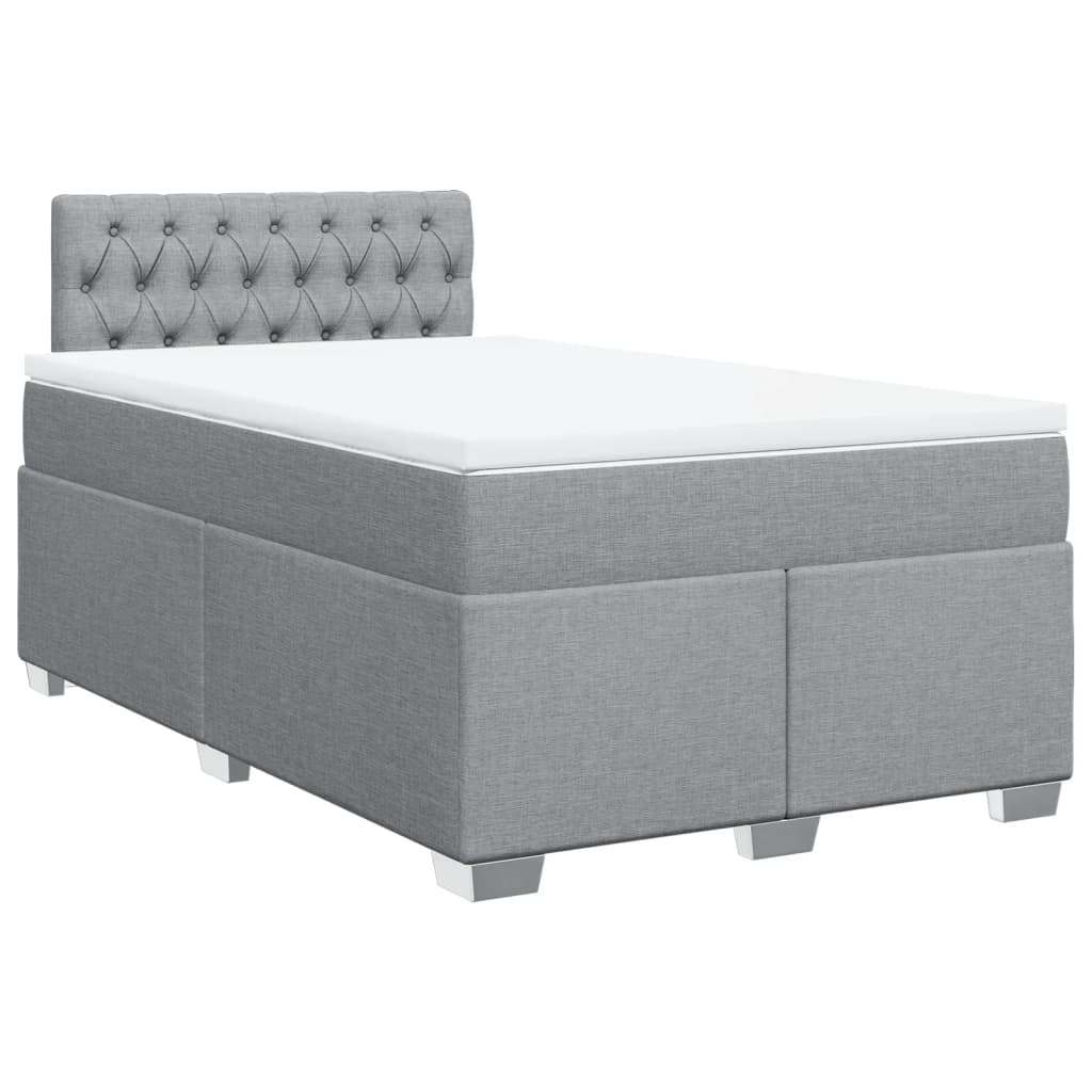 Κρεβάτι Boxspring με Στρώμα Ανοιχτό Γκρι 120x200 εκ. Υφασμάτινο - Pakobazaar