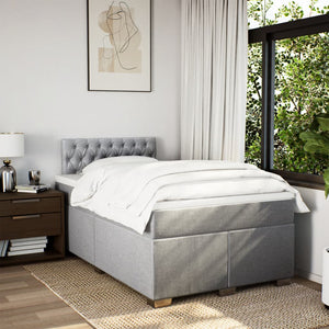 Κρεβάτι Boxspring με Στρώμα Ανοιχτό Γκρι 120x200 εκ. Υφασμάτινο - Pakobazaar