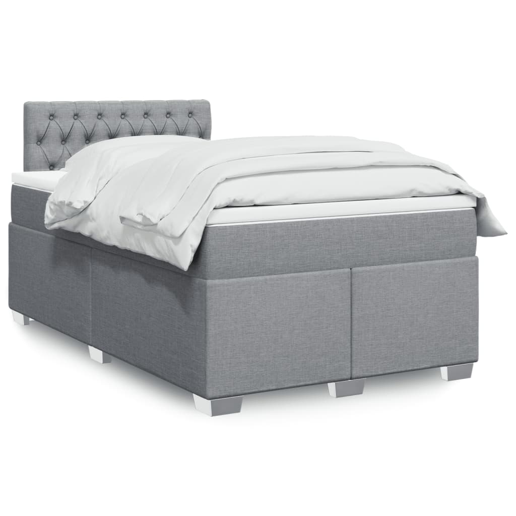 Κρεβάτι Boxspring με Στρώμα Ανοιχτό Γκρι 120x200 εκ. Υφασμάτινο - Pakobazaar