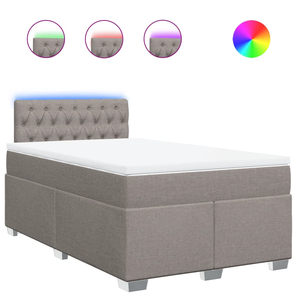 Κρεβάτι Boxspring με Στρώμα Taupe 120x200 εκ. Υφασμάτινο - Pakobazaar