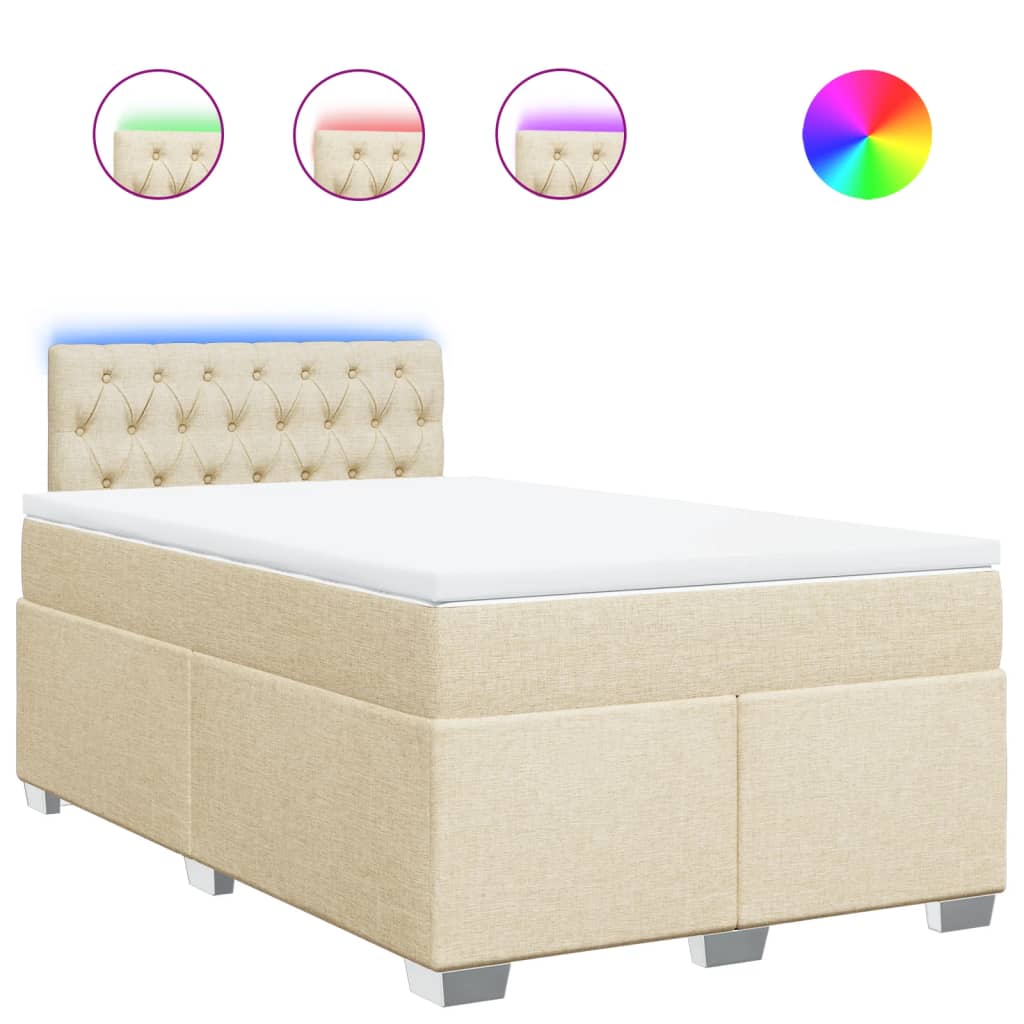 Κρεβάτι Boxspring με Στρώμα Κρεμ 120x200 εκ. Υφασμάτινο - Pakobazaar