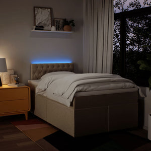 Κρεβάτι Boxspring με Στρώμα Κρεμ 120x200 εκ. Υφασμάτινο - Pakobazaar