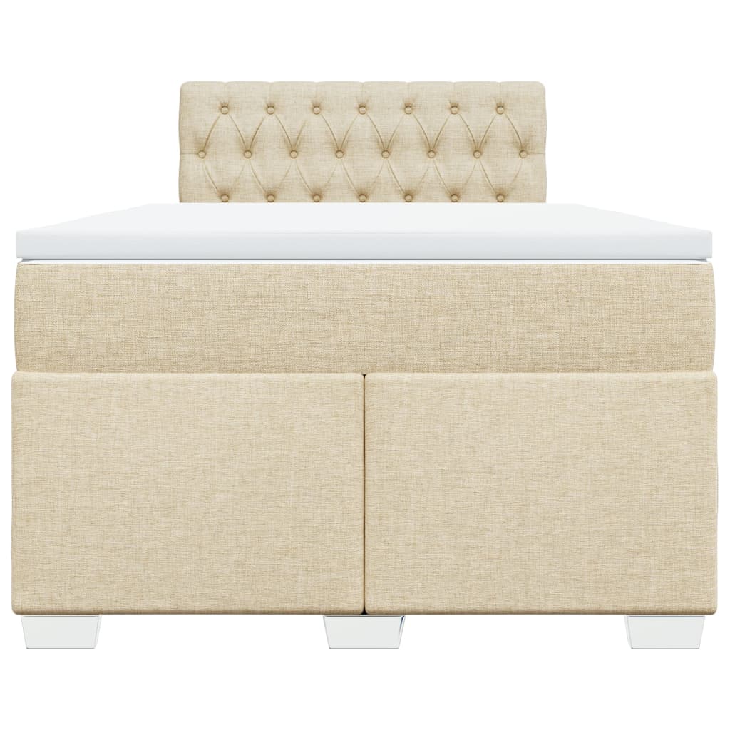 Κρεβάτι Boxspring με Στρώμα Κρεμ 120x200 εκ. Υφασμάτινο - Pakobazaar
