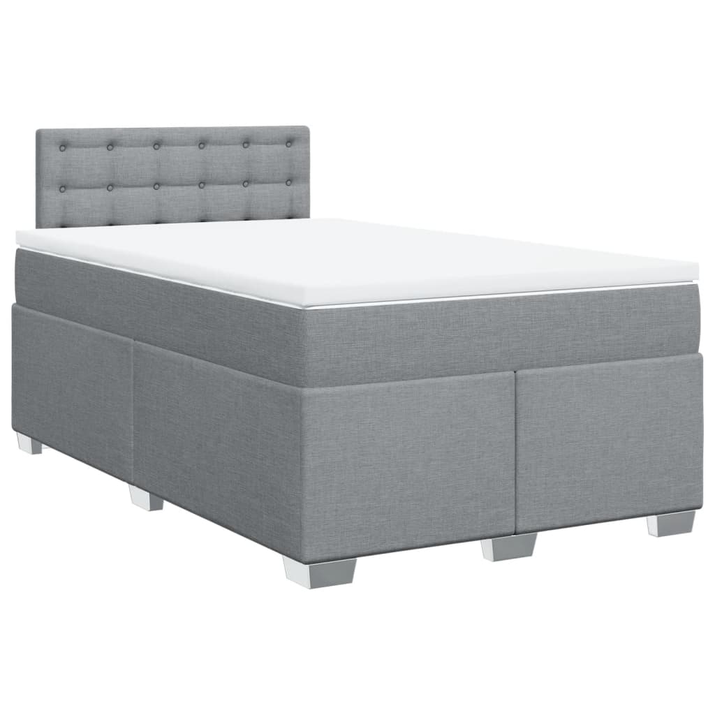 Κρεβάτι Boxspring με Στρώμα Ανοιχτό Γκρι 120x200 εκ. Υφασμάτινο - Pakobazaar