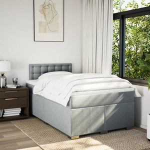 Κρεβάτι Boxspring με Στρώμα Ανοιχτό Γκρι 120x200 εκ. Υφασμάτινο - Pakobazaar