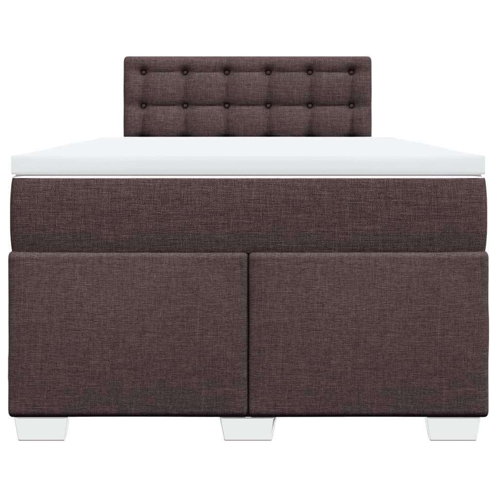 Κρεβάτι Boxspring με Στρώμα Σκούρο Καφέ 120x200 εκ. Υφασμάτινο - Pakobazaar