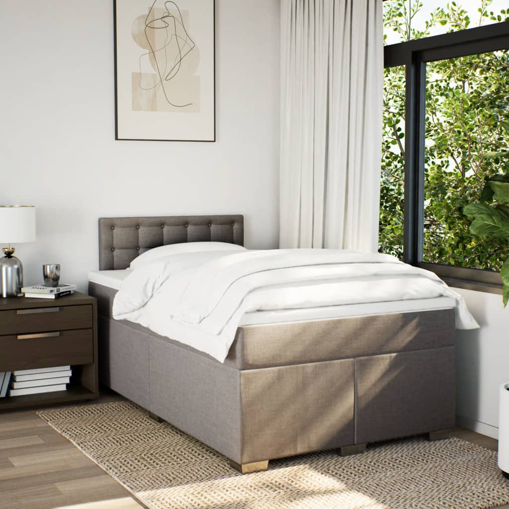 Κρεβάτι Boxspring με Στρώμα Taupe 120x200 εκ. Υφασμάτινο - Pakobazaar