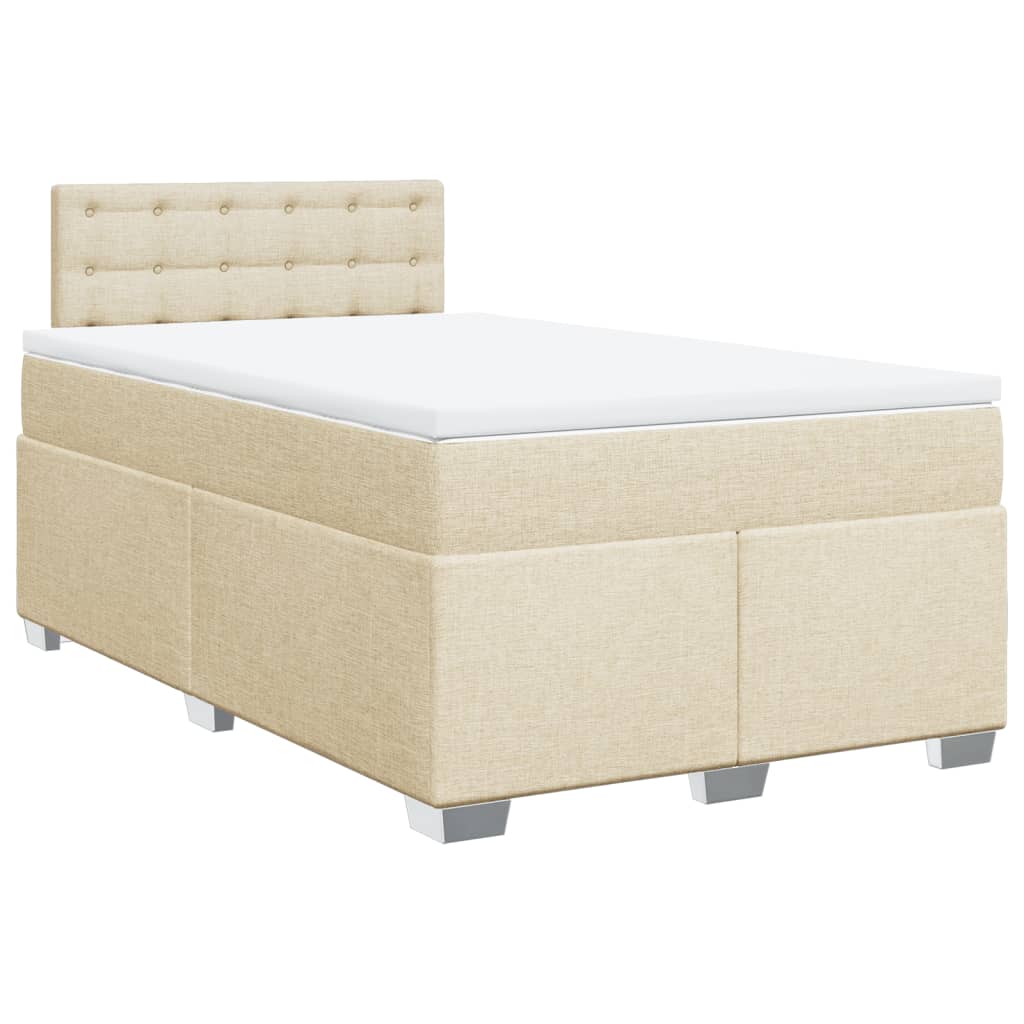 Κρεβάτι Boxspring με Στρώμα Κρεμ 120x200 εκ. Υφασμάτινο - Pakobazaar