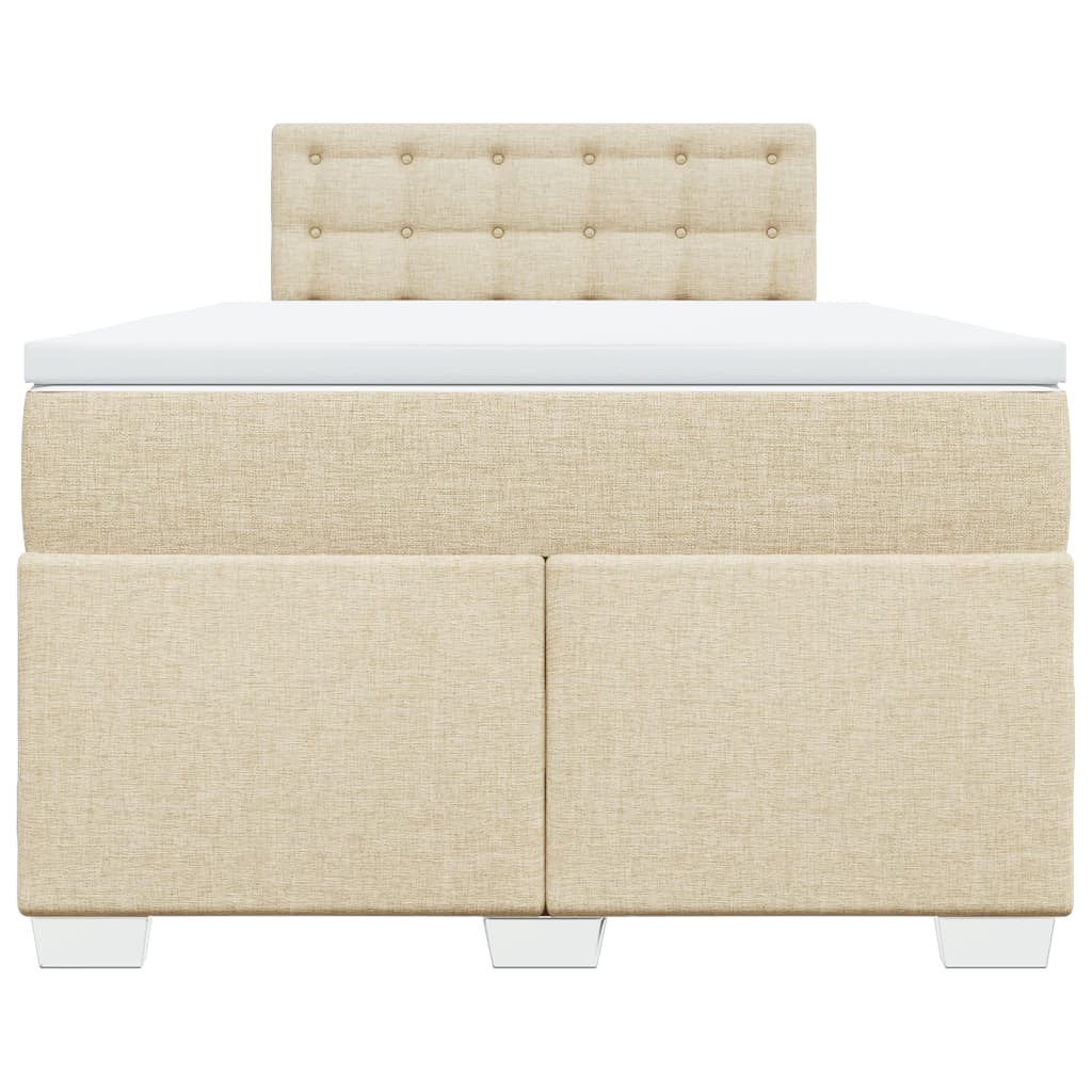 Κρεβάτι Boxspring με Στρώμα Κρεμ 120x200 εκ. Υφασμάτινο - Pakobazaar