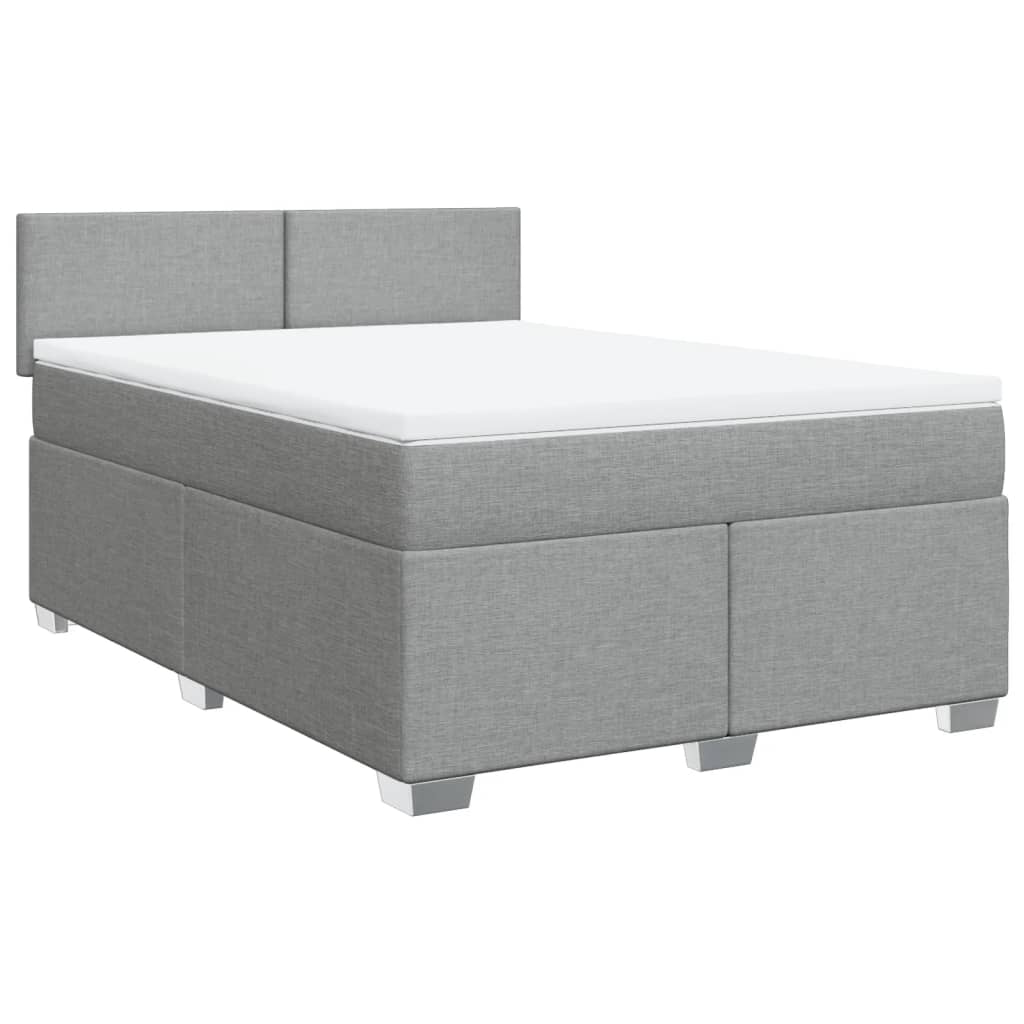 Κρεβάτι Boxspring με Στρώμα Ανοιχτό Γκρι 140x190 εκ. Υφασμάτινο