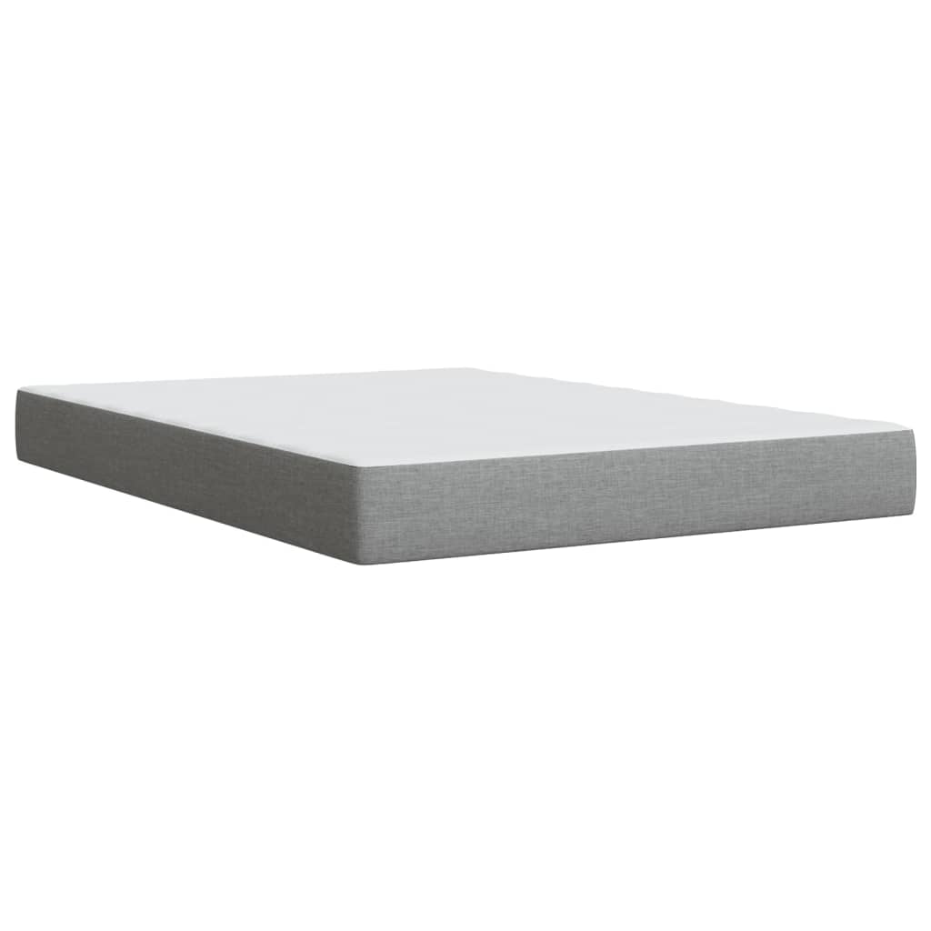 Κρεβάτι Boxspring με Στρώμα Ανοιχτό Γκρι 140x190 εκ. Υφασμάτινο