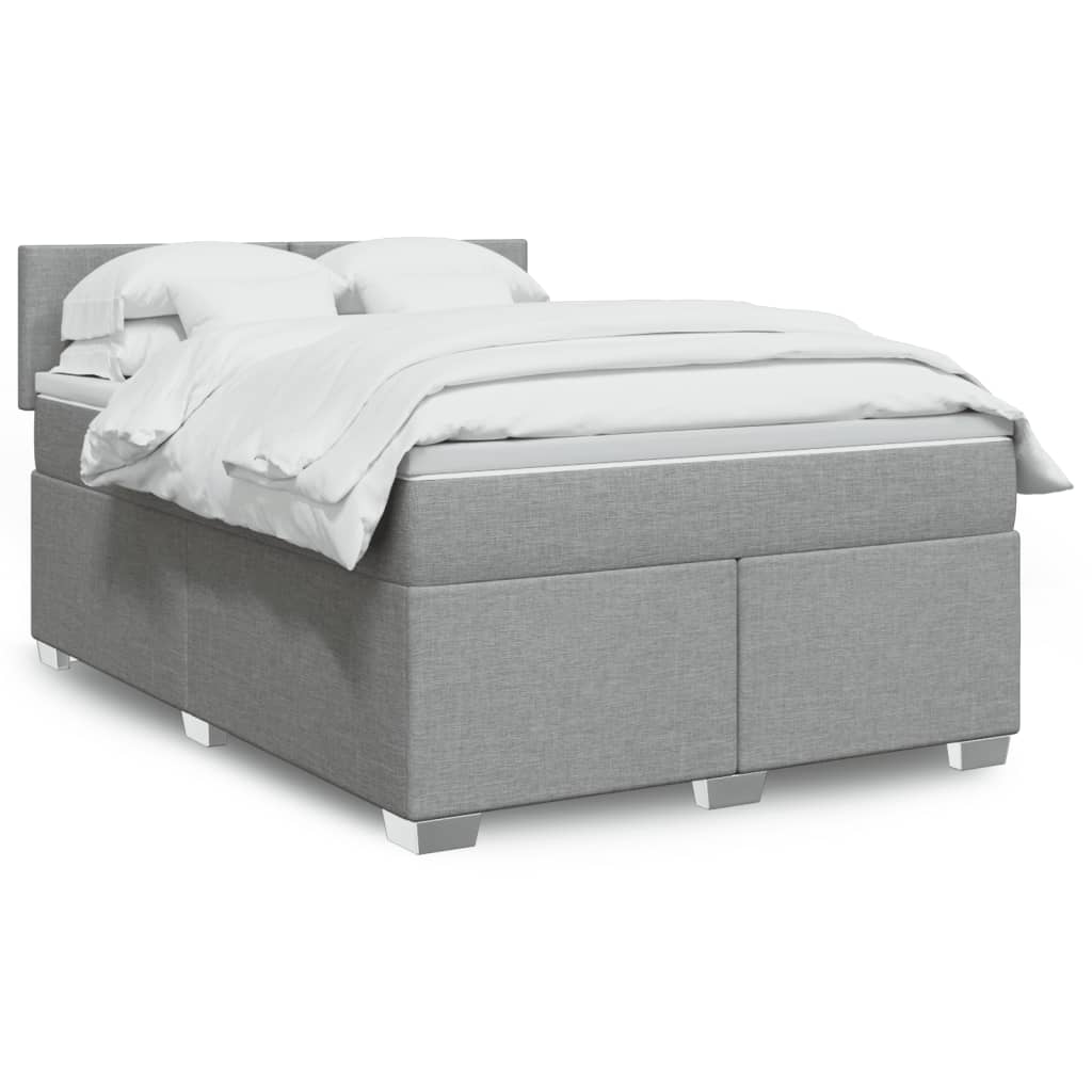 Κρεβάτι Boxspring με Στρώμα Ανοιχτό Γκρι 140x190 εκ. Υφασμάτινο