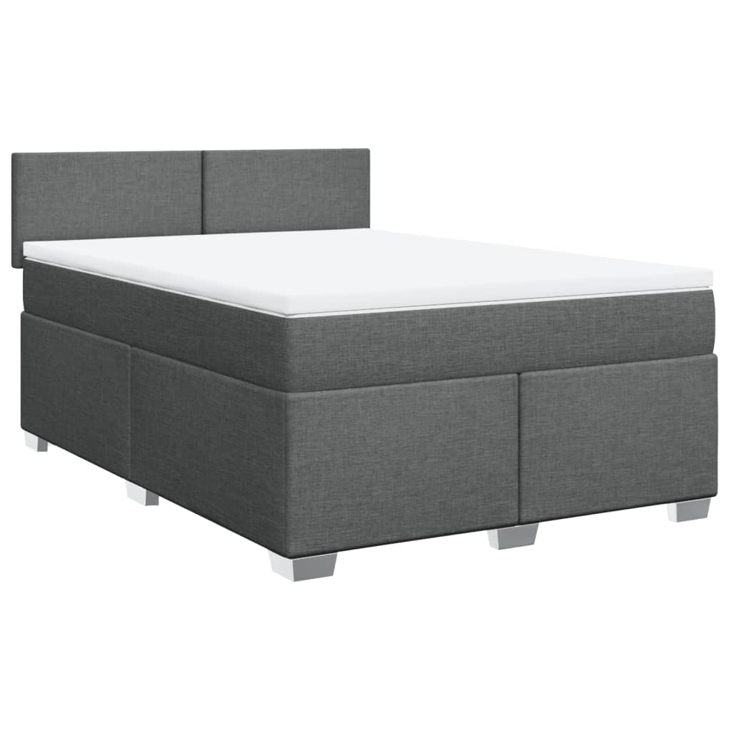 Κρεβάτι Boxspring με Στρώμα Σκούρο Γκρι 140x190 εκ. Υφασμάτινο - Pakobazaar