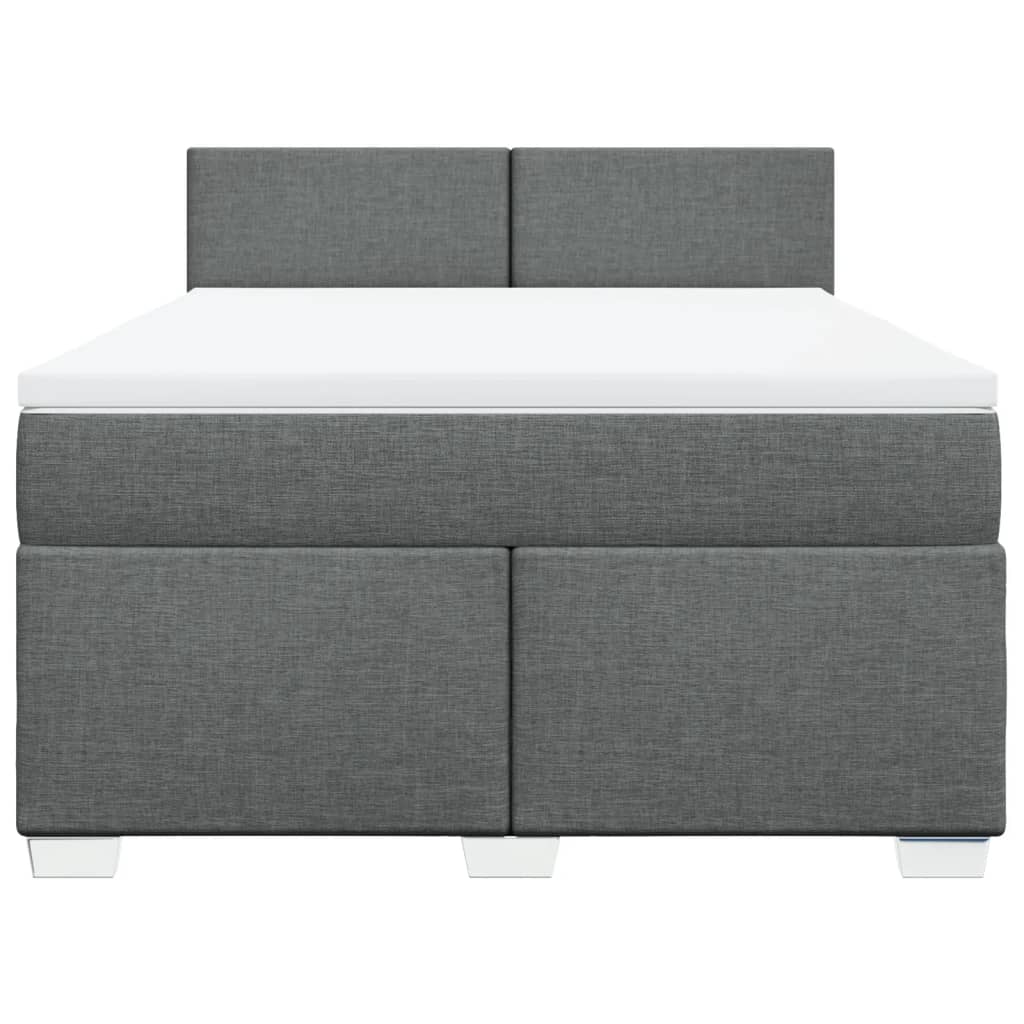 Κρεβάτι Boxspring με Στρώμα Σκούρο Γκρι 140x190 εκ. Υφασμάτινο - Pakobazaar