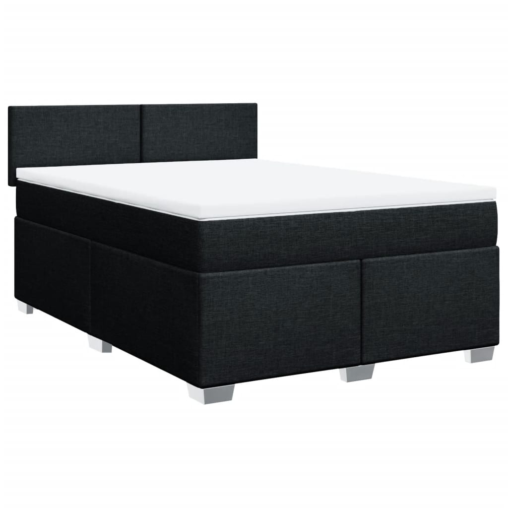Κρεβάτι Boxspring με Στρώμα Μαύρο 140x190 εκ. Υφασμάτινο - Pakobazaar