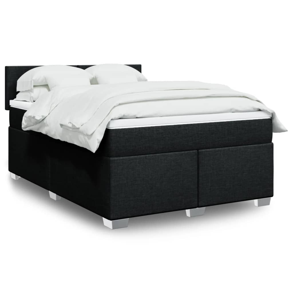 Κρεβάτι Boxspring με Στρώμα Μαύρο 140x190 εκ. Υφασμάτινο - Pakobazaar