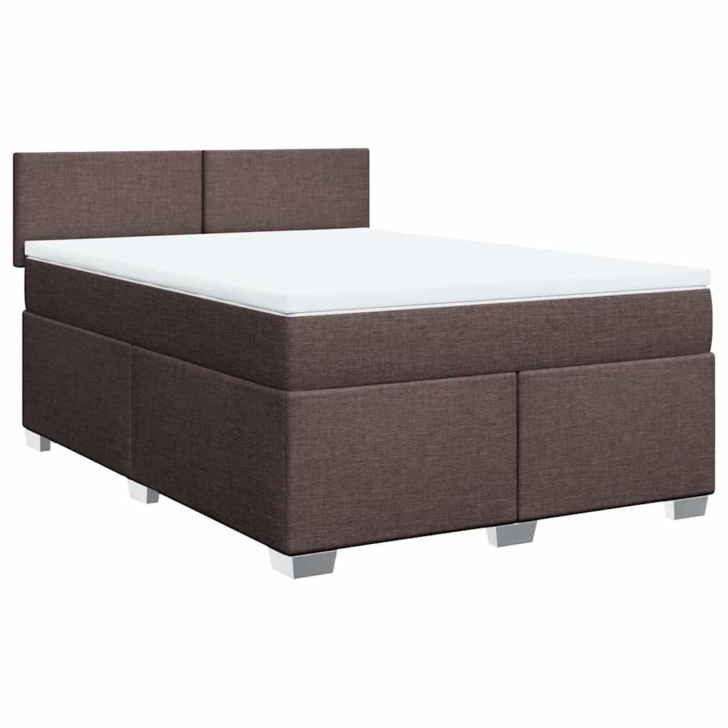 Κρεβάτι Boxspring με Στρώμα Σκούρο Καφέ 140x190 εκ. Υφασμάτινο