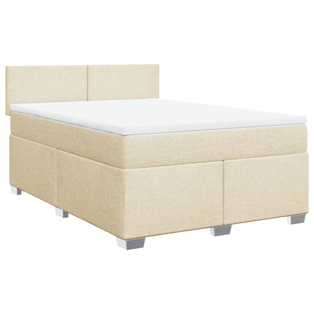 Κρεβάτι Boxspring με Στρώμα Κρεμ 140x190 εκ. Υφασμάτινο - Pakobazaar